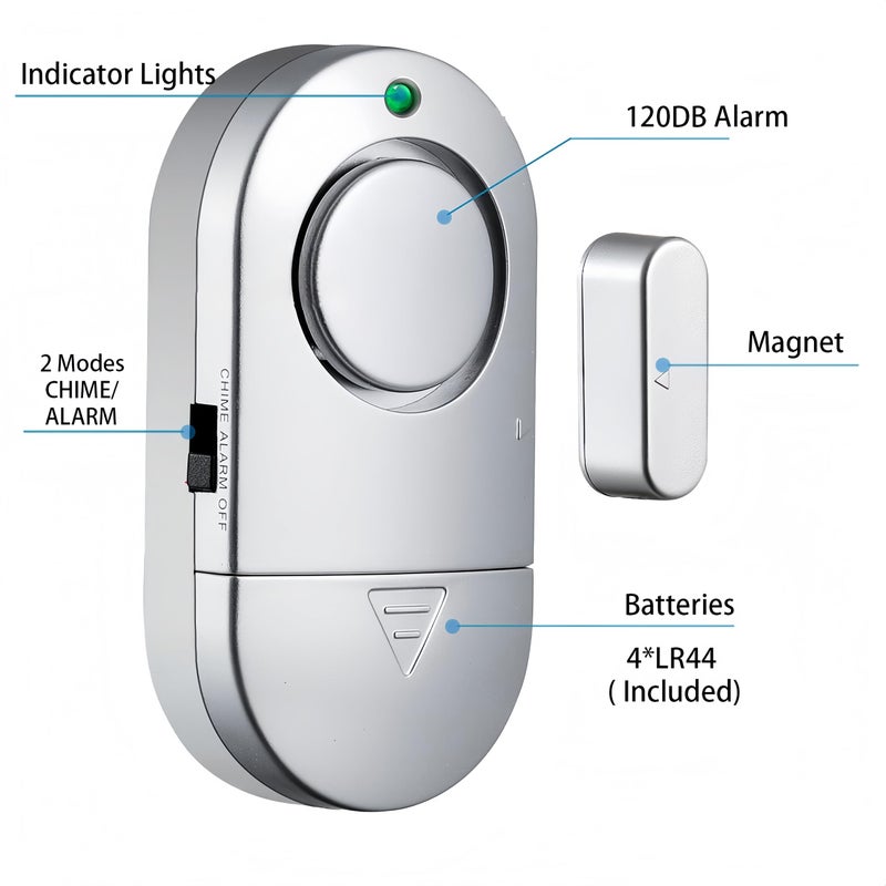 Rinetiy Window Alarm Sensor 12 Pack, Door Alarms for Kids Safety, Alzheimer's Apartment Alarm, Burglar Door Alarm for Pool, 120 DB Door Alarm for Home Security - Image 2