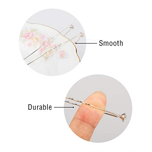 findTop 80 Pack White Rhinestone Hair Pins and U Shape Hairpins, findTop Wedding Hair Clips Professional Hairdressing Grip with Storage Bottle (40 Crystal Pins & 40 U Shape Pins) - Image 5