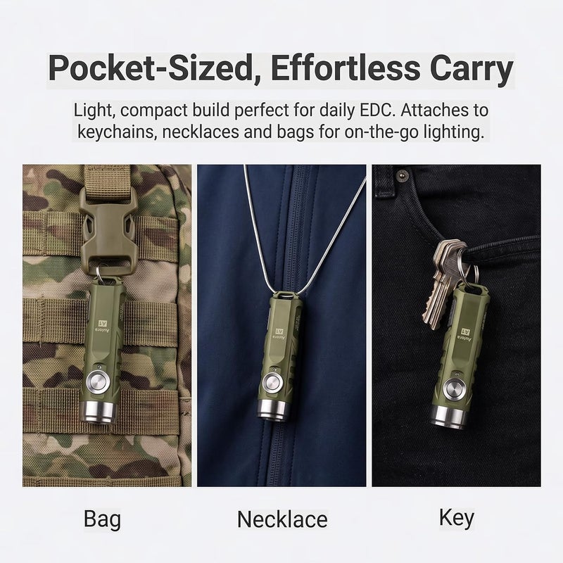 RovyVon Aurora A1 G4 Mini Keychain Flashlight - 650 Lumens USB C Rechargeable EDC Light - Image 4