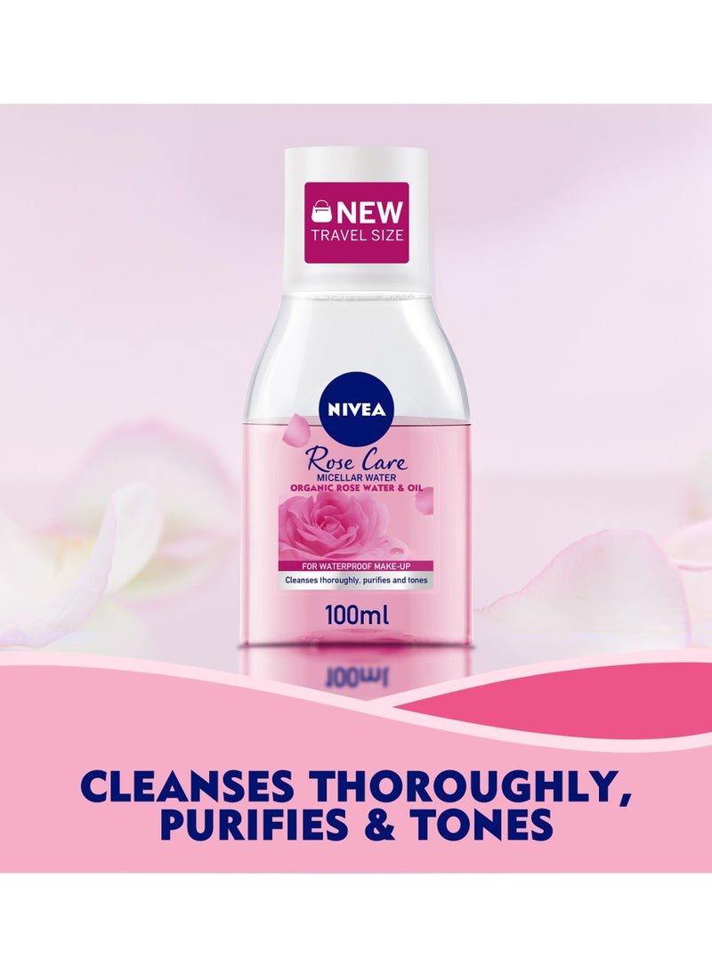 Nivea - NIVEA Face Micellar Water Makeup Remover, Rose Care Biphase with Organic Rose Water, 2x100ml - Image 1
