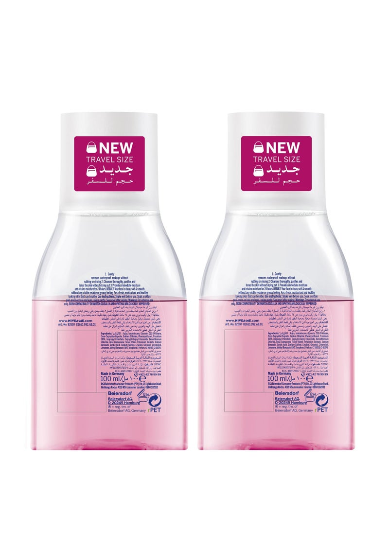 Nivea - NIVEA Face Micellar Water Makeup Remover, Rose Care Biphase with Organic Rose Water, 2x100ml - Image 1