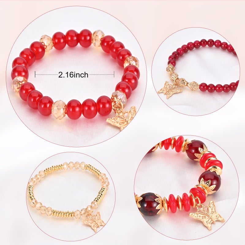 VONRU Bohemian Bracelet Sets for Women - 6 Sets Stackable Stretch Bracelets Multi-color Boho Jewelry for Women Hippie Bracelets Dainty Jewelry (Mixed color bracelet sets) - Image 3
