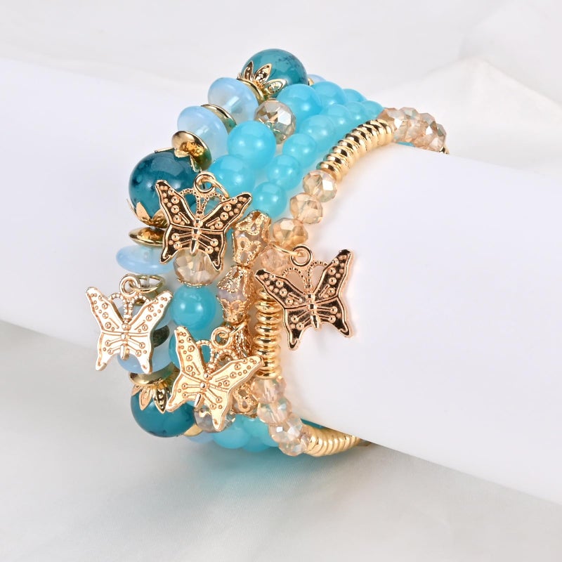 VONRU Bohemian Bracelet Sets for Women - 6 Sets Stackable Stretch Bracelets Multi-color Boho Jewelry for Women Hippie Bracelets Dainty Jewelry (Mixed color bracelet sets) - Image 5