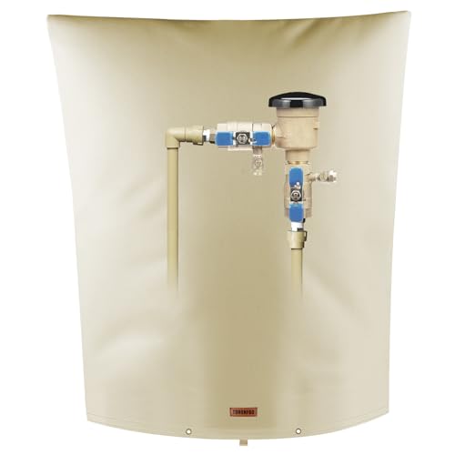 TOHONFOO Backflow Preventer Pipe Insulation Cover (5°F) - Irrigation Sprinkler Valve Insulated Pouch - Water Well Pump Cover - Sturdy 5 Layers for Winter Freeze Protection, 28" W x 36" H, Beige - Image 1