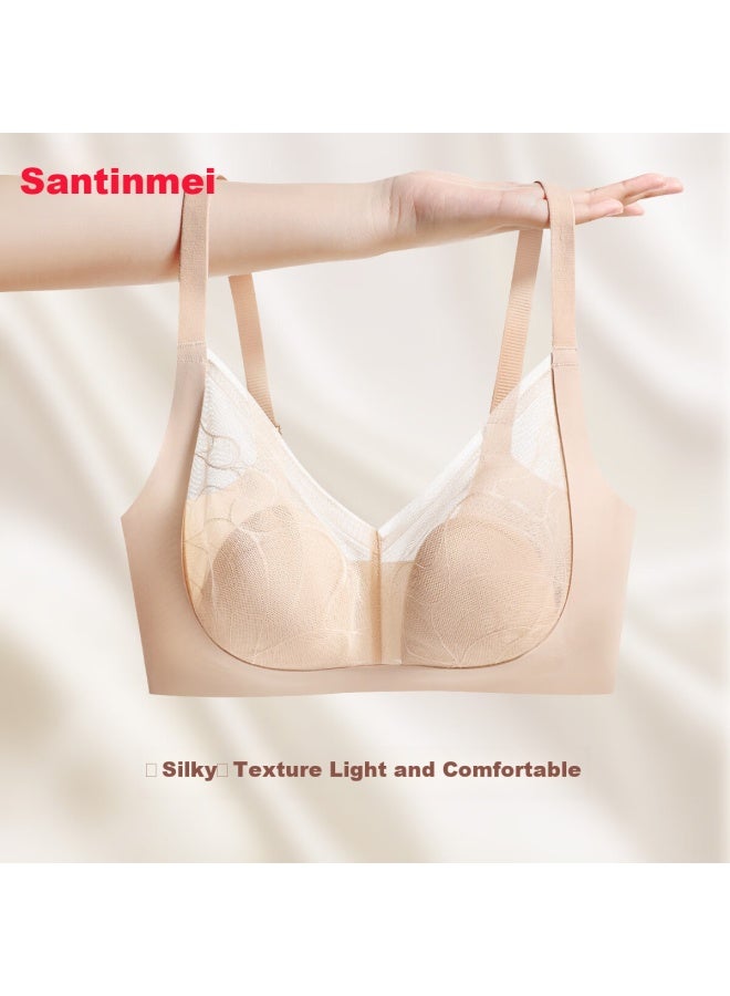 GRACEWELL Tingmei Plus Size Lace Thin Bra, Rabbit Ear Design, Minimizing, Push-up, Side Support, Prevents Sagging - Image 1