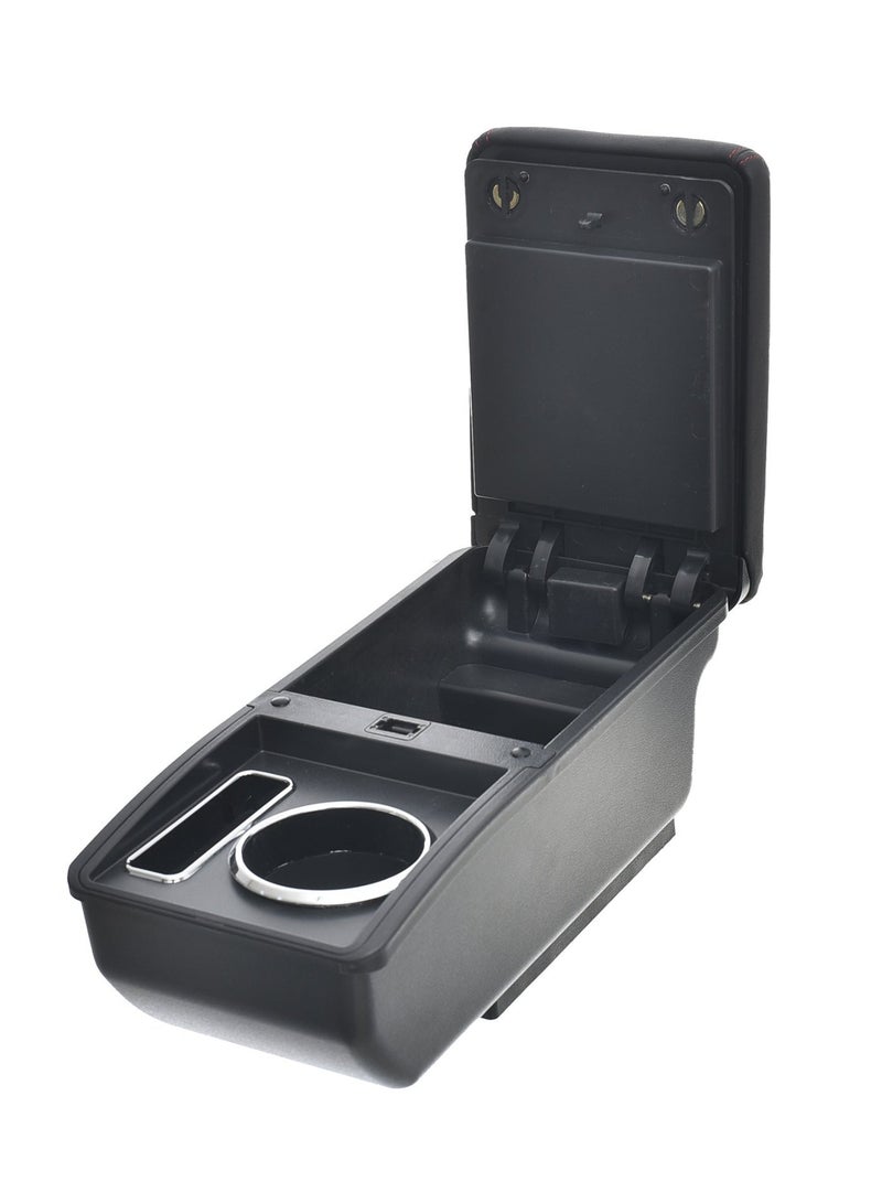 Car Armrest Center Console with Storage Box Leather and Plastic Premium Material with Cup Holder Ashtray USB and Armrest Pads - Image 1