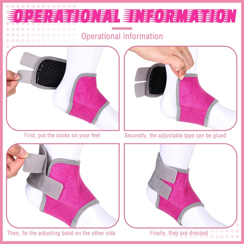 Tarpop 2 Pairs Kids Ankle Brace Set Foot Support Stabilizer Wraps Protector Guard Knitted Ankle Sleeve Sock Support Compression Socks for Injury Prevention(Pink,Medium) - Image 5