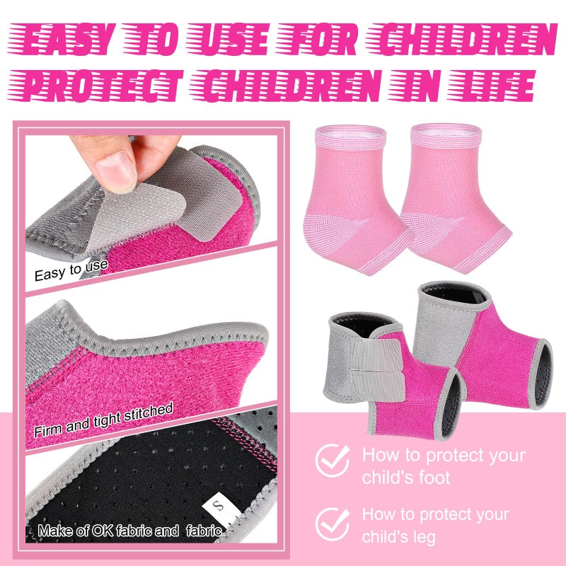 Tarpop 2 Pairs Kids Ankle Brace Set Foot Support Stabilizer Wraps Protector Guard Knitted Ankle Sleeve Sock Support Compression Socks for Injury Prevention(Pink,Medium) - Image 3