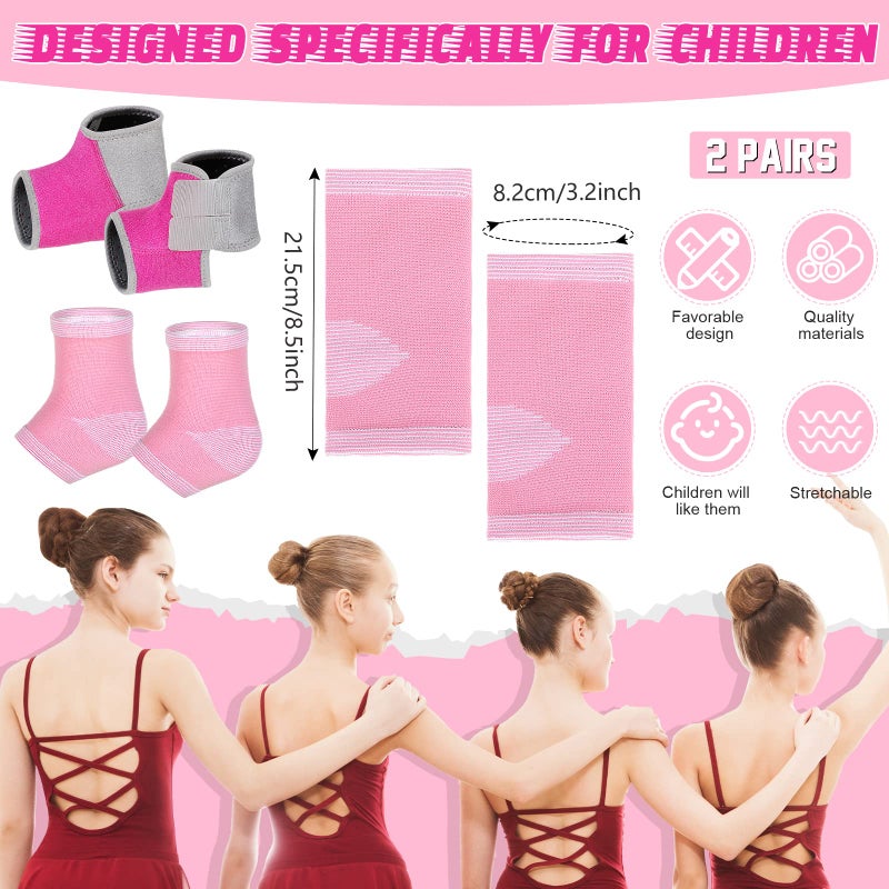 Tarpop 2 Pairs Kids Ankle Brace Set Foot Support Stabilizer Wraps Protector Guard Knitted Ankle Sleeve Sock Support Compression Socks for Injury Prevention(Pink,Medium) - Image 2