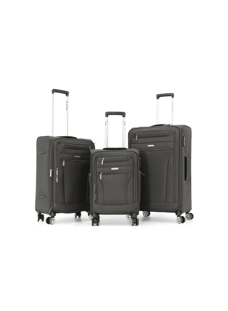 SONADA Softside Luggage Spinner Trolley Bag 3 Pieces Set,Grey (S-20",M-24",L-28") - Image 1