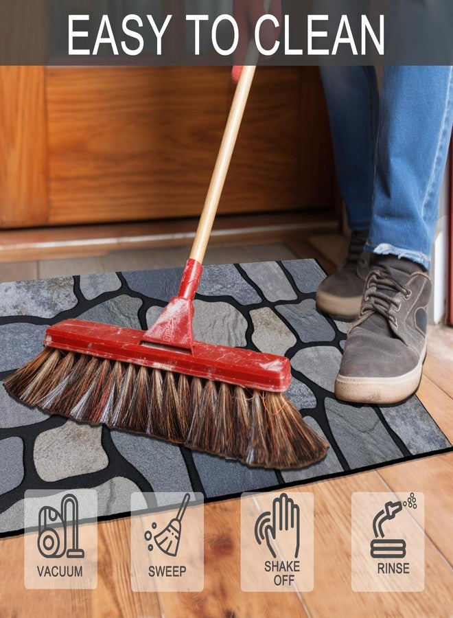 CHICHIC Welcome Door Mat 18X 30 Inch Front Doormat Outdoors for Home Entrance Outdoors Mat for Outside Entry Way Doormat Entry Rugs, Heavy Duty Non Slip Rubber Back Low Profile, Stone - Image 5