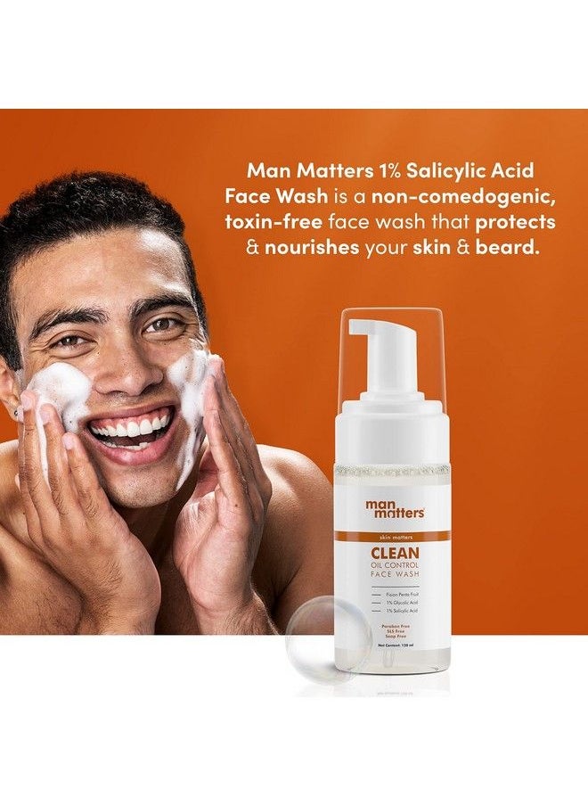 Man Matters - 1% Salicylic Acid Oil Control Face & Beard Wash For Men| Fights Acne & Beard Dandruff| 1% Glycolic Acid; Reduces Excess Oil And Exfoliates Skin Gently; 120 Ml - Image 1