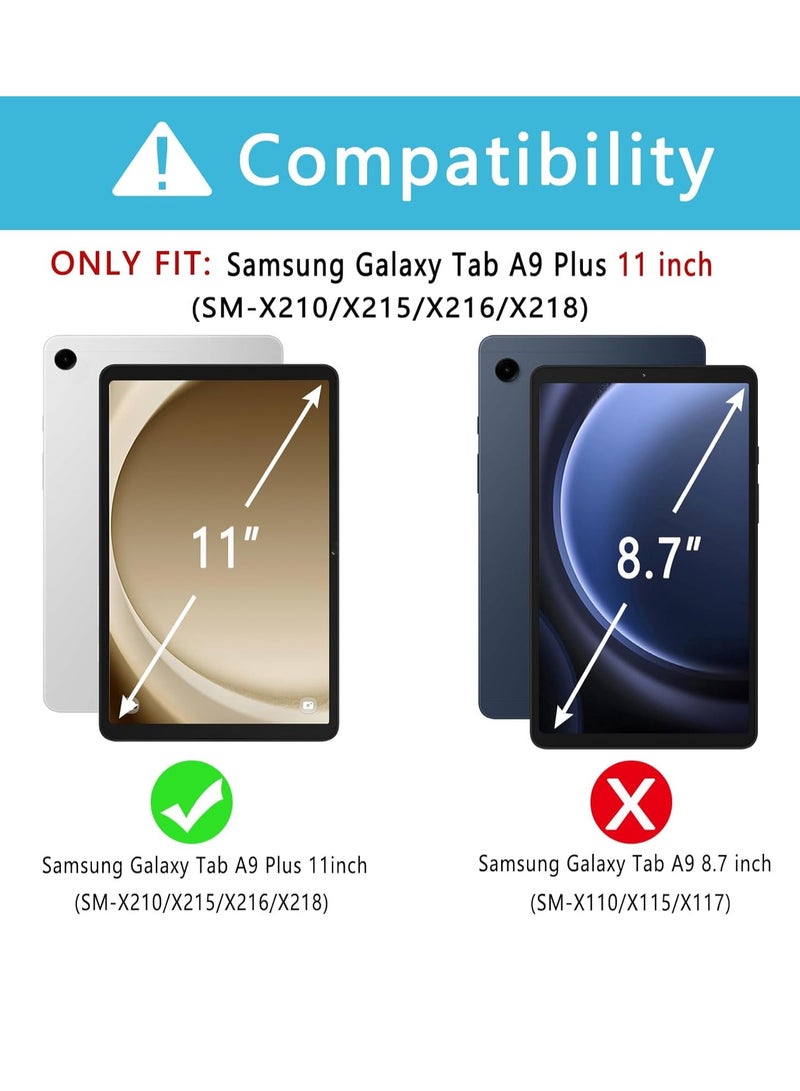 general Case with Keyboard for Samsung Galaxy Tab A9 Plus 11 inch (SM-X210/X215/X216/X218),7 Color Rainbow Backlight Detachable USB-C Keyboard Magnetic Case with Pen Slot for Tablet A9+ 5G Black - Image 2