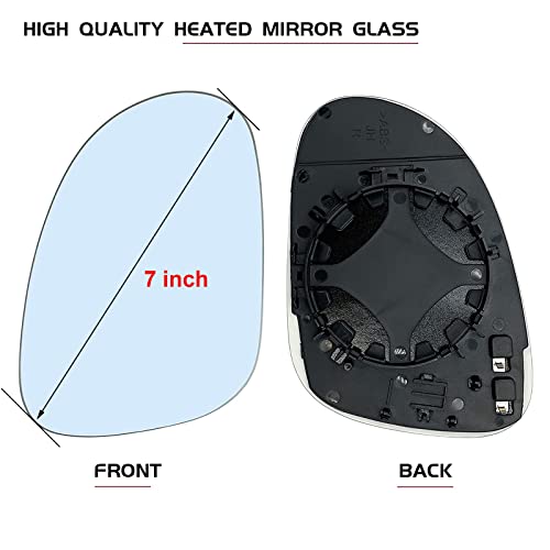 SKARUMMER Passenger Right Side Heated Mirror Replacement for 2005-2010 Volkswagen VW R32 EOS GTI Rabbit Jetta Passat Mirror Glass - Side View Heated Convex Mirror Glass with Rear Holder - Image 2