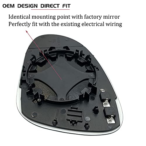 SKARUMMER Passenger Right Side Heated Mirror Replacement for 2005-2010 Volkswagen VW R32 EOS GTI Rabbit Jetta Passat Mirror Glass - Side View Heated Convex Mirror Glass with Rear Holder - Image 4