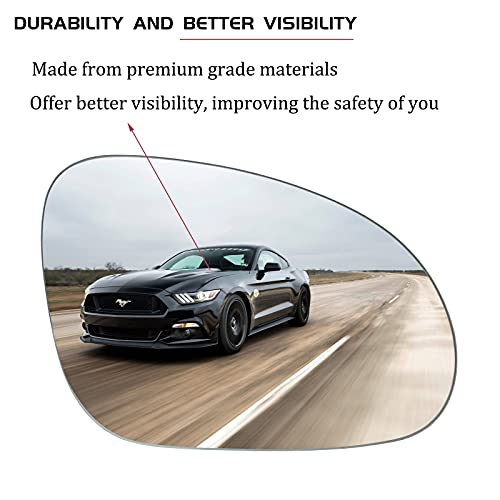 SKARUMMER Passenger Right Side Heated Mirror Replacement for 2005-2010 Volkswagen VW R32 EOS GTI Rabbit Jetta Passat Mirror Glass - Side View Heated Convex Mirror Glass with Rear Holder - Image 3