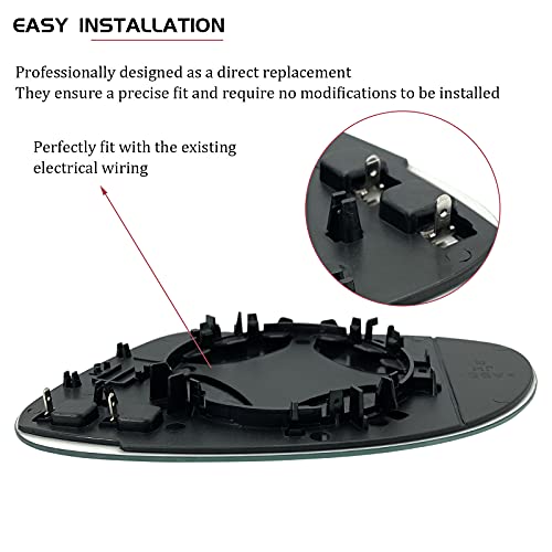 SKARUMMER Passenger Right Side Heated Mirror Replacement for 2005-2010 Volkswagen VW R32 EOS GTI Rabbit Jetta Passat Mirror Glass - Side View Heated Convex Mirror Glass with Rear Holder - Image 5