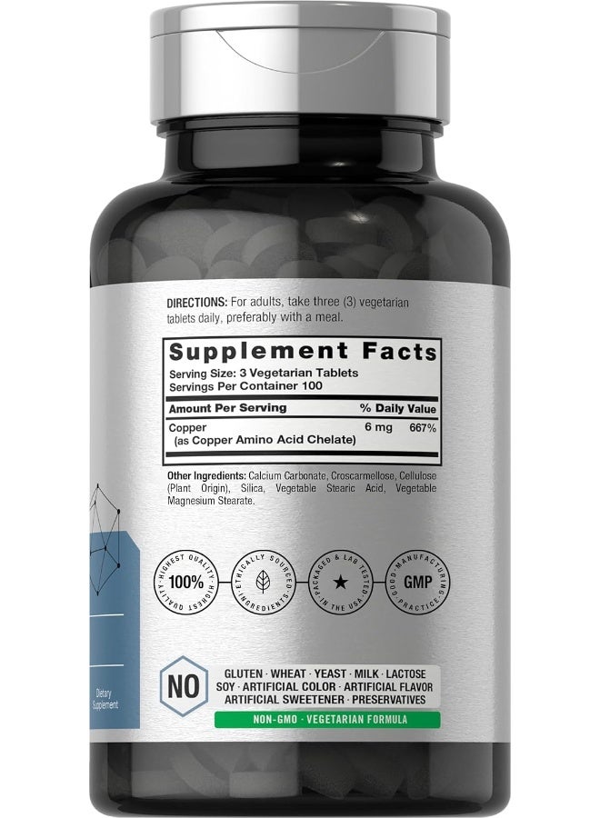 Horbaach Chelated Copper Supplement 6mg | 300 Tablets | Essential Trace Mineral | Vegetarian, Non-GMO, Gluten Free | by Horbaach - Image 2