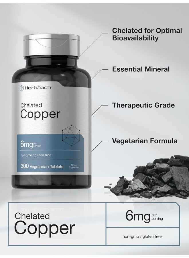 Horbaach Chelated Copper Supplement 6mg | 300 Tablets | Essential Trace Mineral | Vegetarian, Non-GMO, Gluten Free | by Horbaach - Image 3