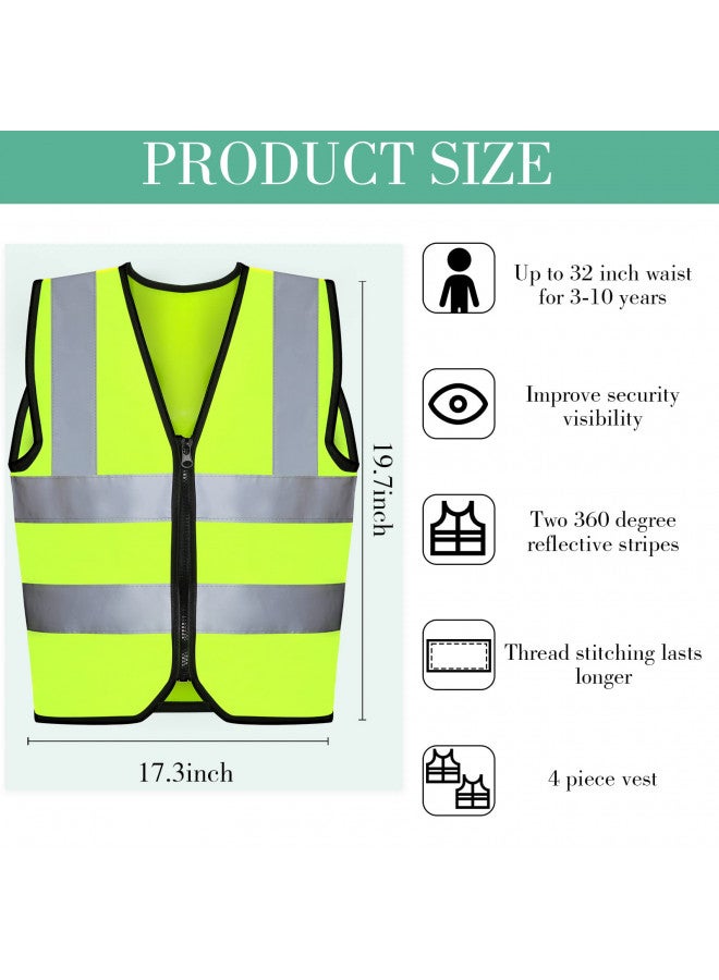 Unittype Unittype 4 Pieces Kids Safety Vest Construction Reflective Traffic Vest for Running Kindergarten Preschool Children(Fluorescent Green)  - Image 1