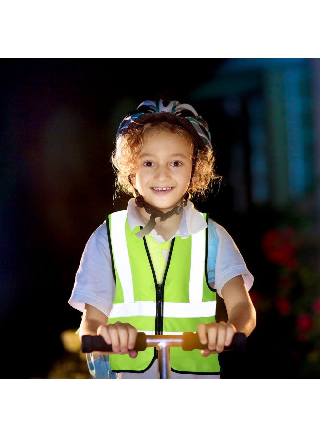 Unittype Unittype 4 Pieces Kids Safety Vest Construction Reflective Traffic Vest for Running Kindergarten Preschool Children(Fluorescent Green)  - Image 4