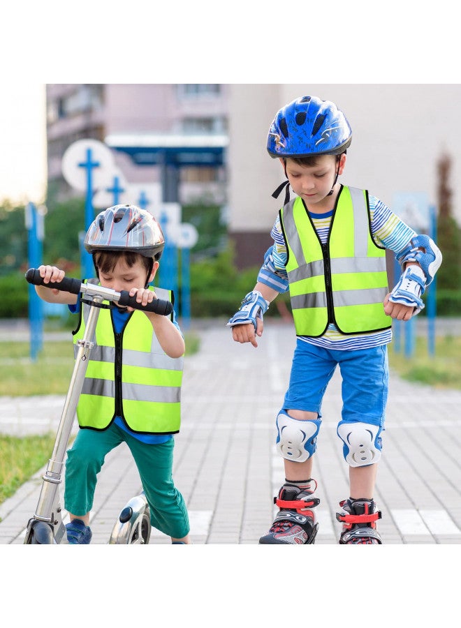 Unittype Unittype 4 Pieces Kids Safety Vest Construction Reflective Traffic Vest for Running Kindergarten Preschool Children(Fluorescent Green)  - Image 3