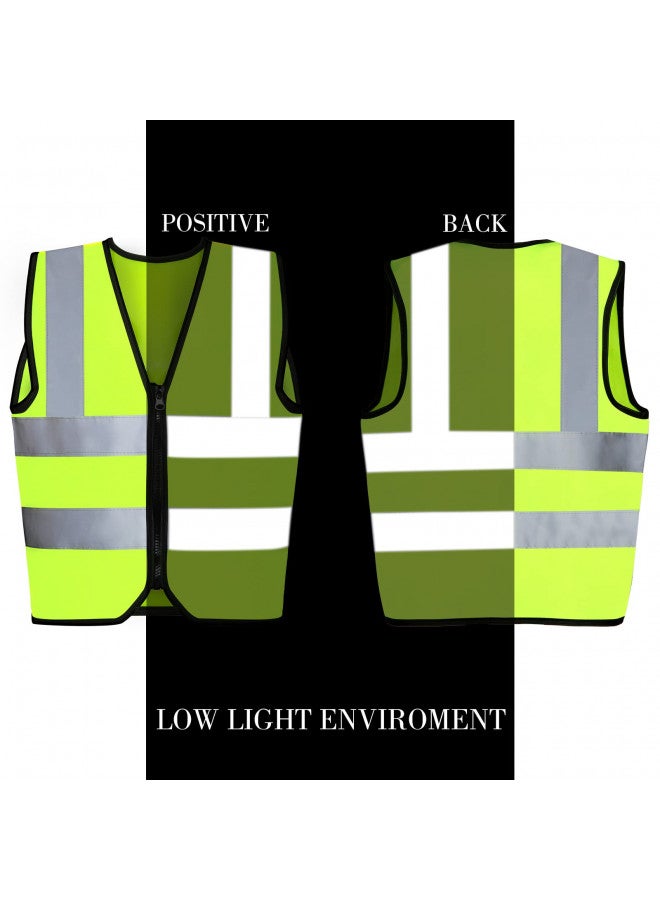 Unittype Unittype 4 Pieces Kids Safety Vest Construction Reflective Traffic Vest for Running Kindergarten Preschool Children(Fluorescent Green)  - Image 2