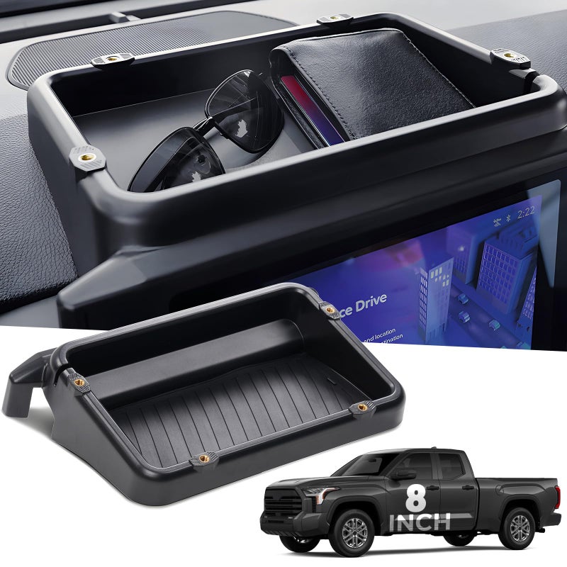 Katorn Dashboard Storage Tray Dash Organizer for Toyota Tacoma 2026 2025 2024 & 4Runner 2026 2025 (Only for 8 inch Screen), Interior Accessories Center Console Organizer Storage Tray, Black - Image 1