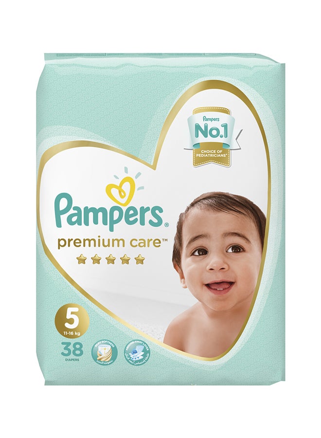 Pampers Premium Care Diapers, Size 5, Junior, 11-16 Kg, Jumbo Pack, 38 Diapers - Image 1