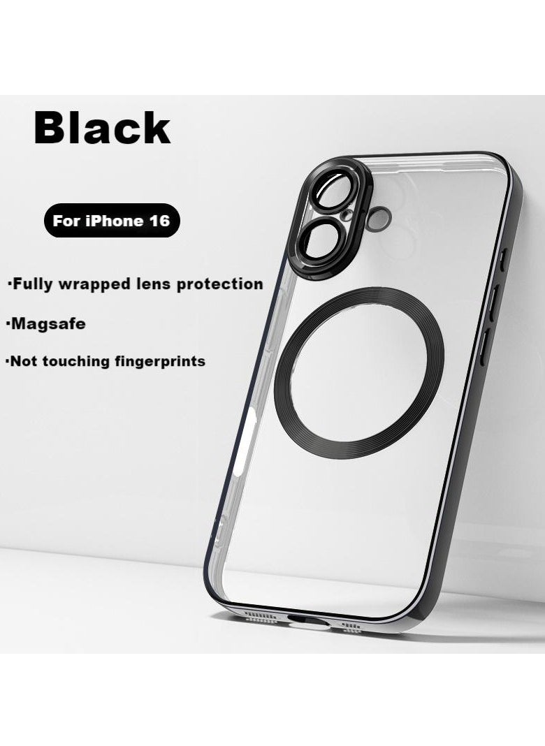 Generic IPhone 16 Magsafe Case Slim Thin Magnetic Case, Yellowing-Resistant, Anti-Drop Shock Absorption, Anti-Scratch and Hard Back Crystal Case Cell Phone Cover for iPhone 16 Black  - Image 1