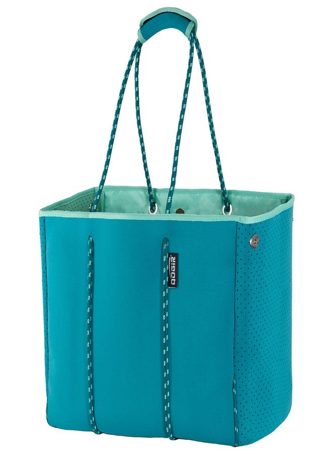 QOGiR Neoprene Multipurpose Beach Bag Tote with Inner Zipper Pocket (Lake Green,Large) … … - Image 1
