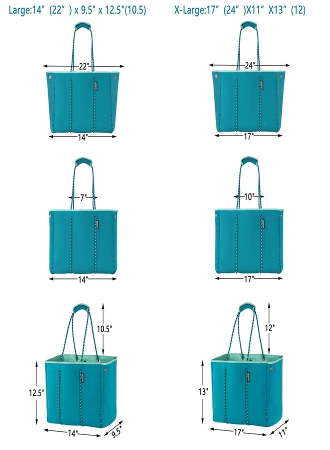 QOGiR Neoprene Multipurpose Beach Bag Tote with Inner Zipper Pocket (Lake Green,Large) … … - Image 5