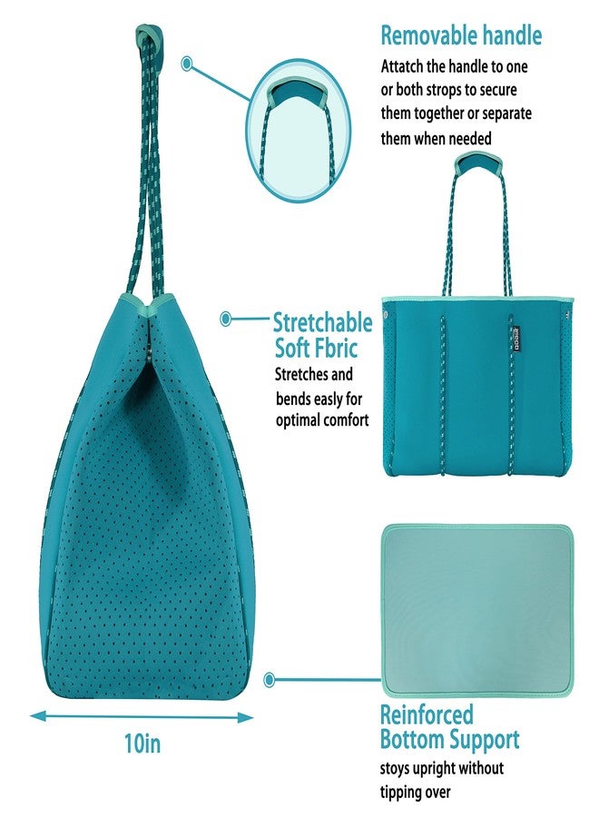 QOGiR Neoprene Multipurpose Beach Bag Tote with Inner Zipper Pocket (Lake Green,Large) … … - Image 4