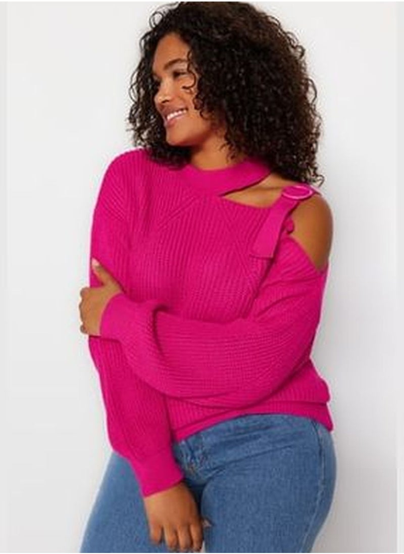 trendyol Fuchsia Window/Cut Out Detailed Knitwear Sweater TBBAW23AN00138  - Image 1