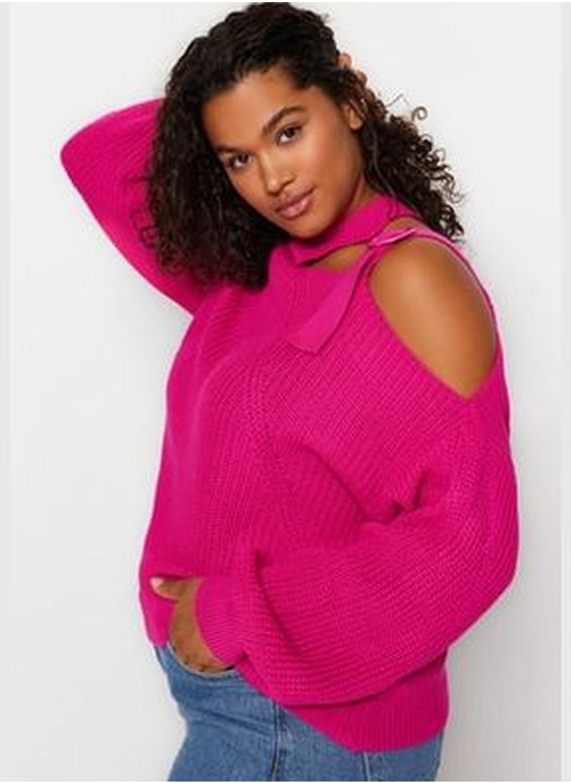 trendyol Fuchsia Window/Cut Out Detailed Knitwear Sweater TBBAW23AN00138  - Image 2