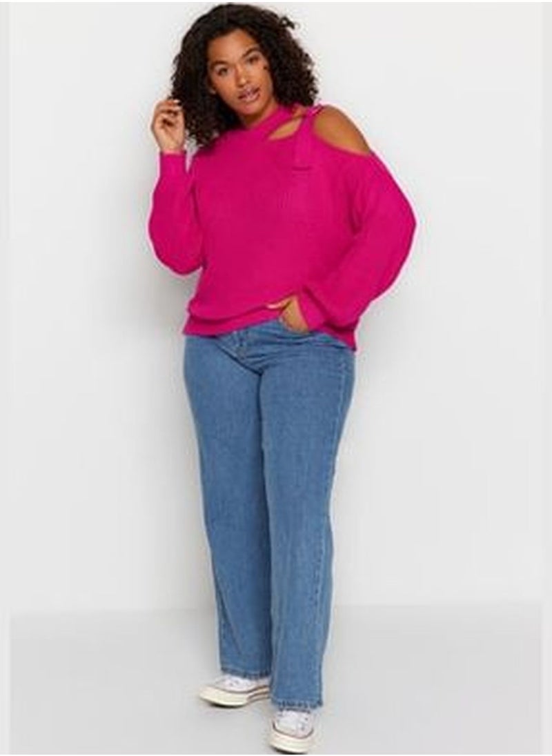 trendyol Fuchsia Window/Cut Out Detailed Knitwear Sweater TBBAW23AN00138  - Image 3