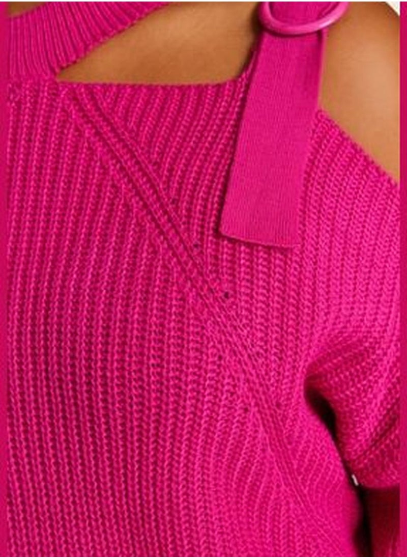 trendyol Fuchsia Window/Cut Out Detailed Knitwear Sweater TBBAW23AN00138  - Image 5