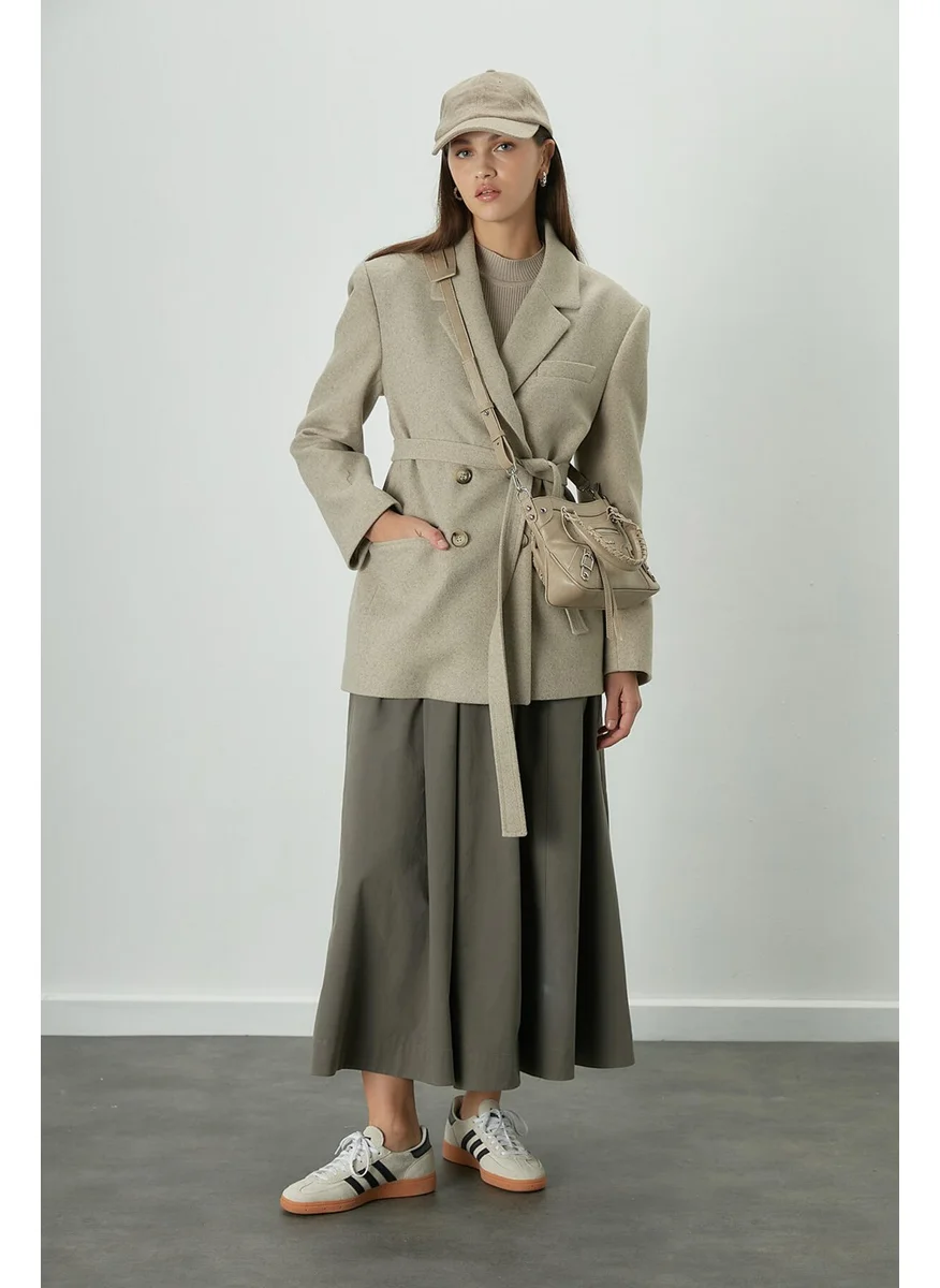 مانوكا Katy Gabardine Gathered Skirt Khaki