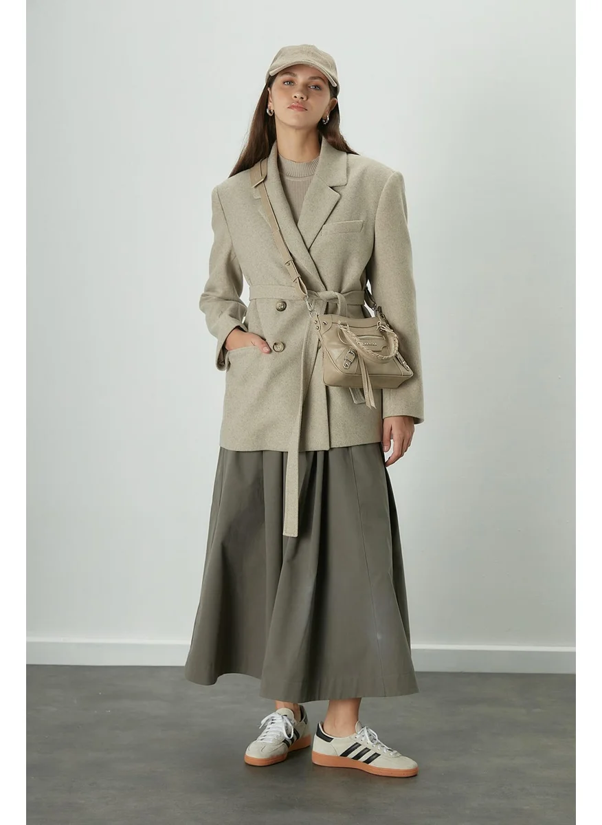 مانوكا Katy Gabardine Gathered Skirt Khaki