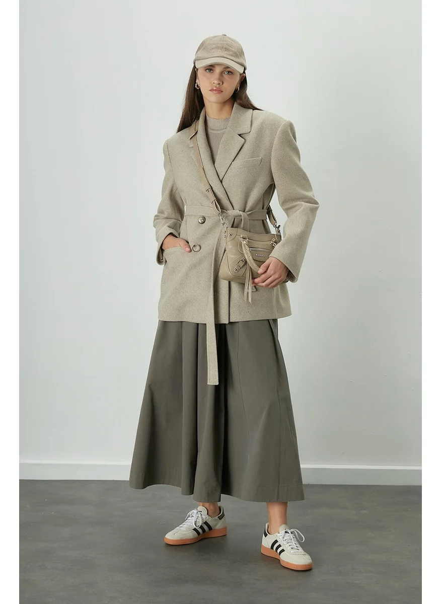 مانوكا Katy Gabardine Gathered Skirt Khaki