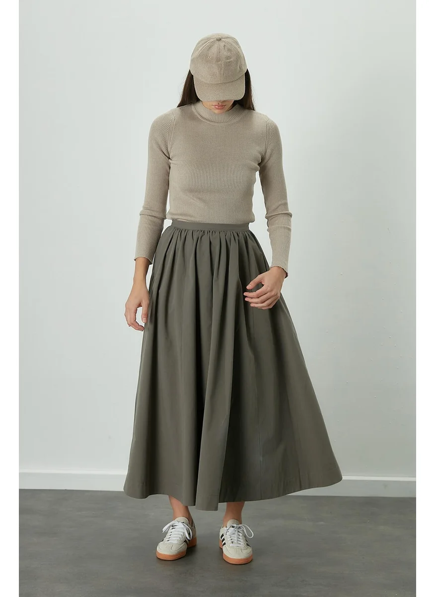 مانوكا Katy Gabardine Gathered Skirt Khaki