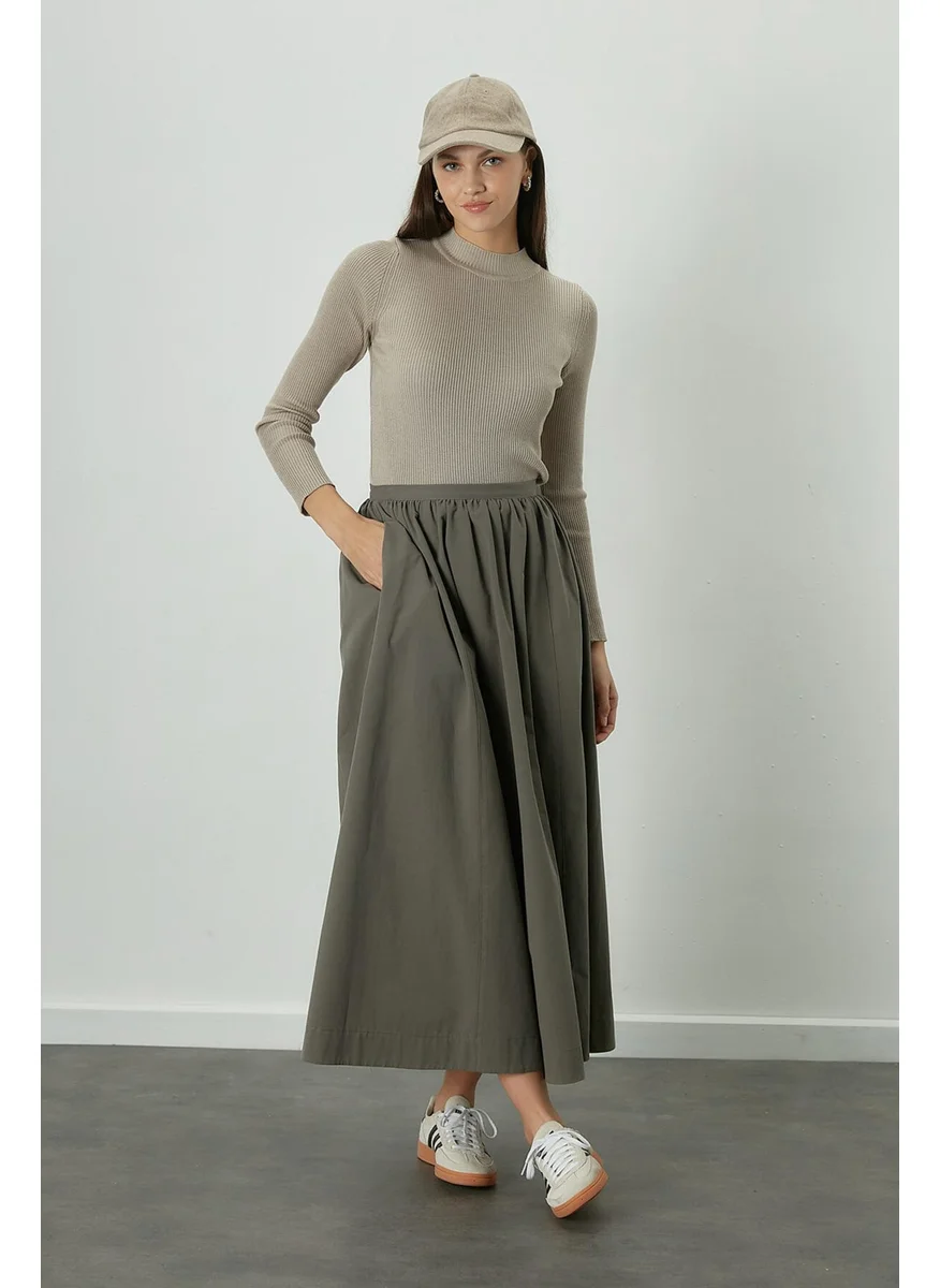 مانوكا Katy Gabardine Gathered Skirt Khaki