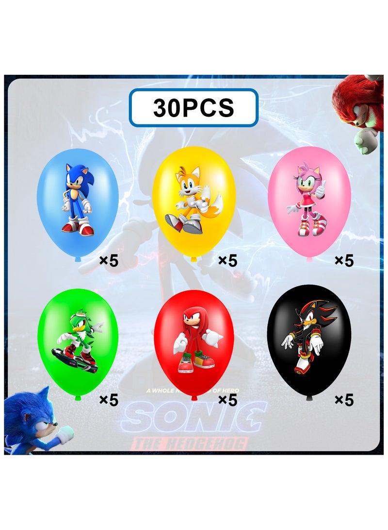 ILovhaprty Sonic Balloons, 30 Pcs Sonic Birthday Balloons for Sonic Birthday Party Supplies, Including 6 Styles and Patterns, Perfect for Sonic Party Decorations, Sonic Birthday Decorations - Image 2