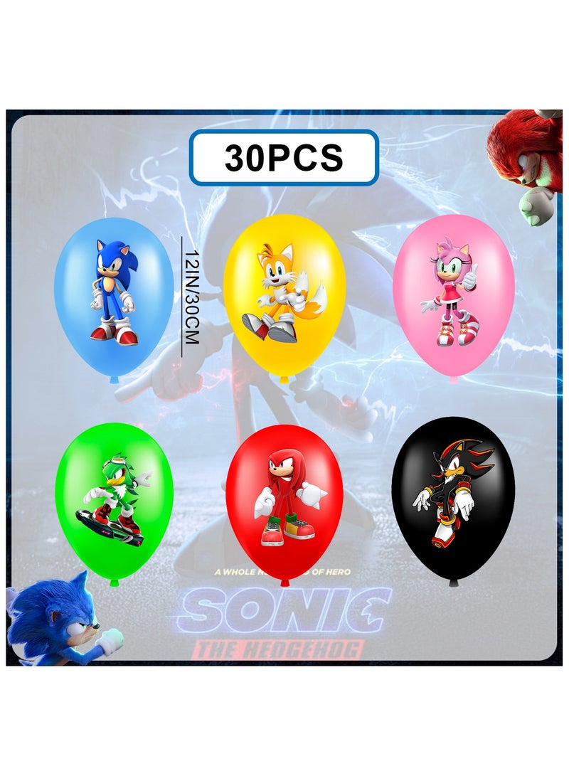ILovhaprty Sonic Balloons, 30 Pcs Sonic Birthday Balloons for Sonic Birthday Party Supplies, Including 6 Styles and Patterns, Perfect for Sonic Party Decorations, Sonic Birthday Decorations - Image 3