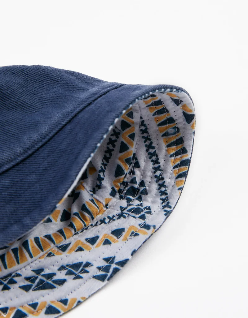 زيبي Reversible Hat for Baby Boys 'Tribe', Yellow/Dark Blue