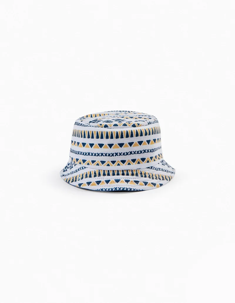 زيبي Reversible Hat for Baby Boys 'Tribe', Yellow/Dark Blue
