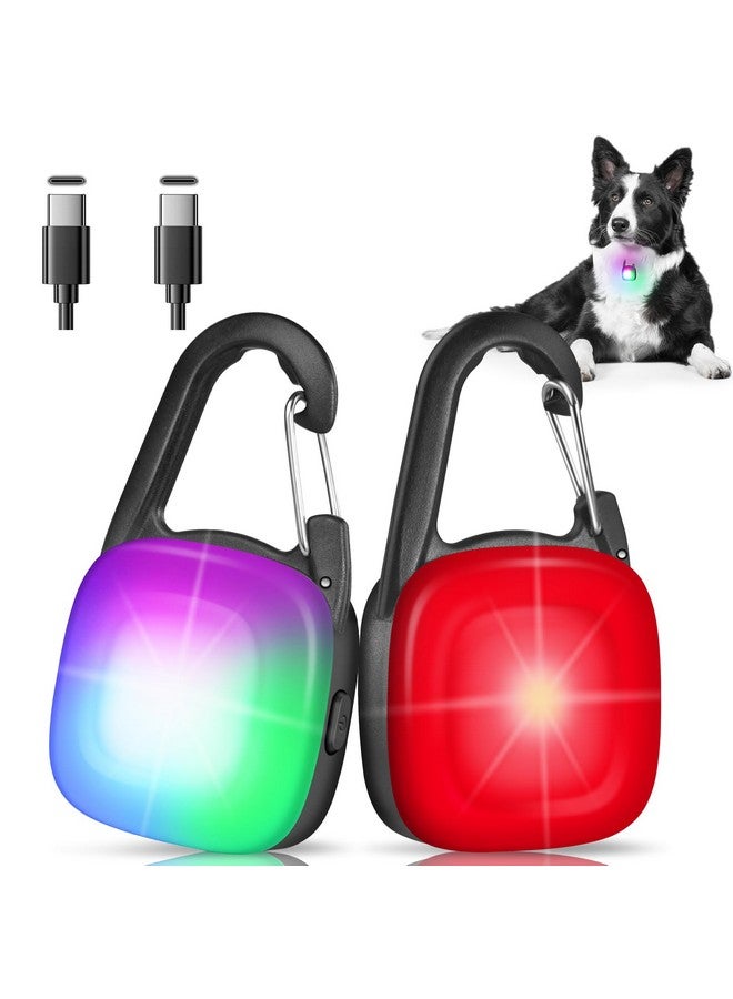 HMNYSOL Dog Lights for Night Walking, 2 Pack 4 Modes Dog Collar Light, IP68 Waterproof Type-C Rechargeable Pet Safety LED for Running, Cycling, Camping, Climbing (Black)  - Image 1
