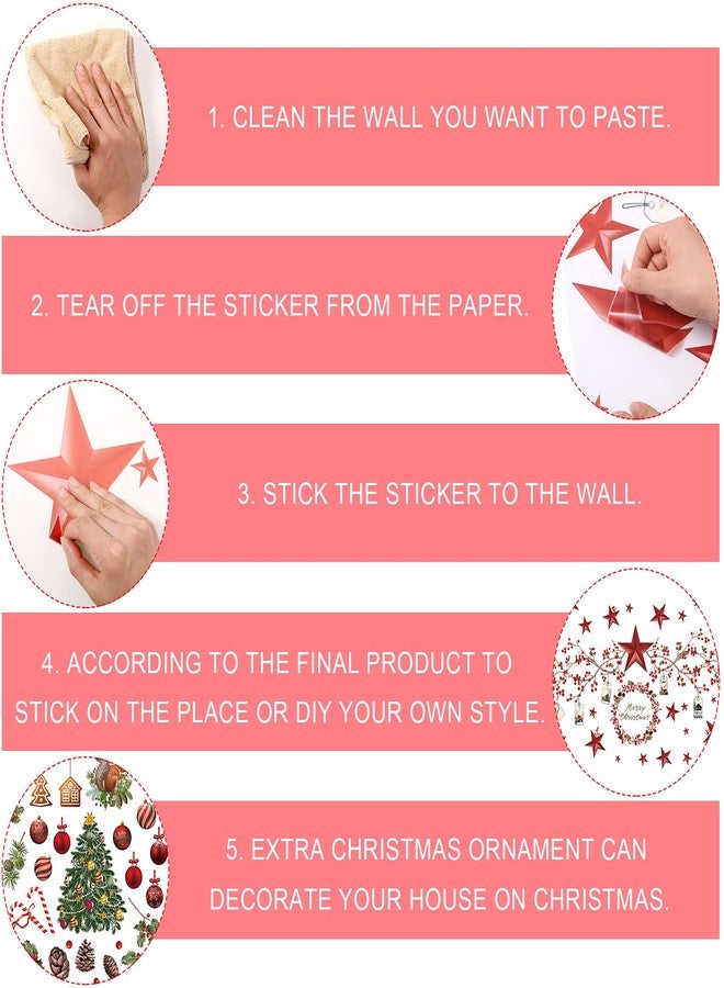 Tenare 4 Sheets Christmas Wall Stickers Decals Removable Merry Christmas Window Walls Cling Tree Art Sticker Xmas Decoration - Image 3
