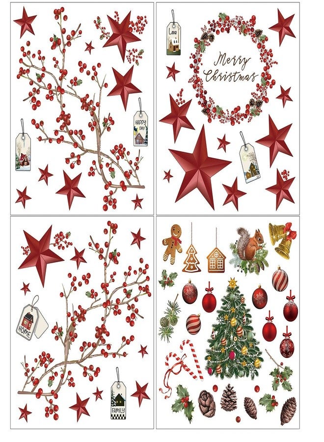 Tenare 4 Sheets Christmas Wall Stickers Decals Removable Merry Christmas Window Walls Cling Tree Art Sticker Xmas Decoration - Image 2