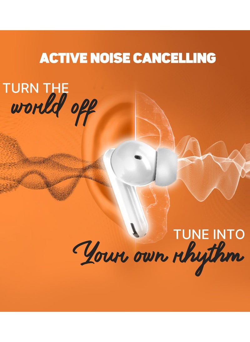 FITIT - Fitit True Wireless Earbuds, ACTIVE Noise Cancelling, ENC Mic, LED Battery Display, Deep Bass, Comfortable Fit, 4H Playtime, Hands-Free Calls – White - Image 1